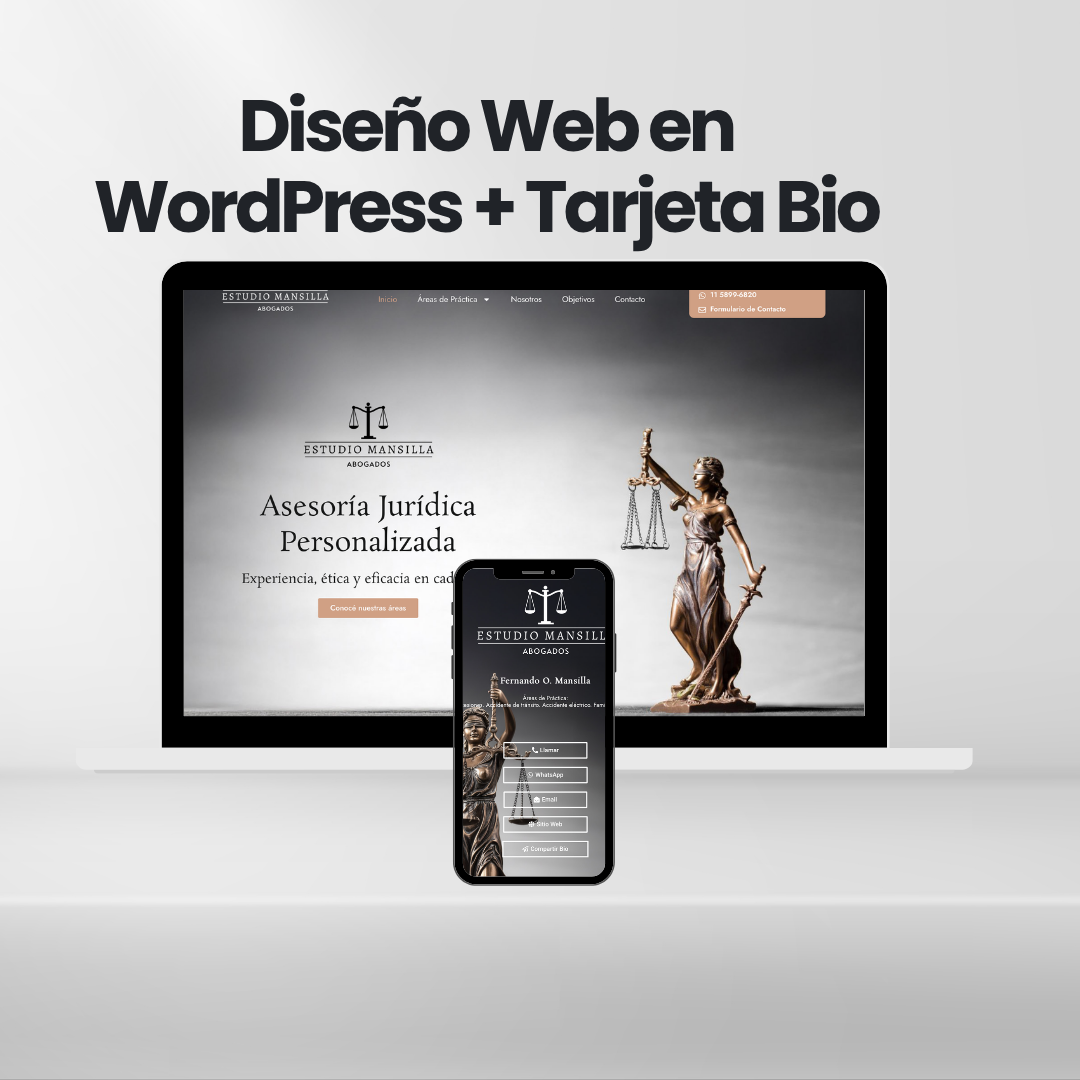 Diseño web wordPress y tarjetas Bio para redes